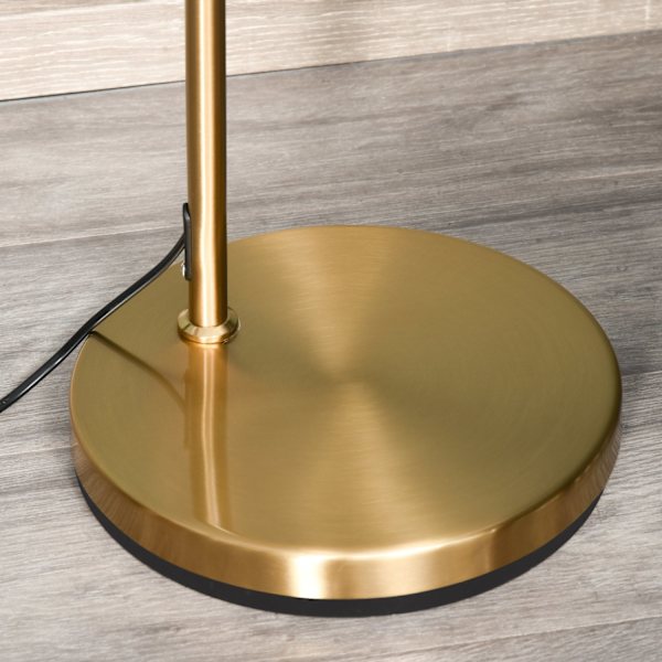 Golvlampa Golvlampa E27 Sockel För Vardagsrum Sovrum Kontor Metall Stål Linne Guld + Vit 47 X 37 X 153 Cm