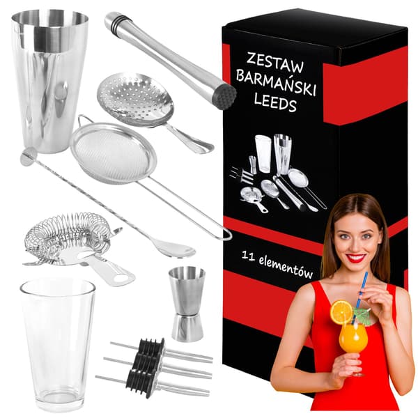 11-delat bartenderset i rostfritt stål – diskmaskinssäker