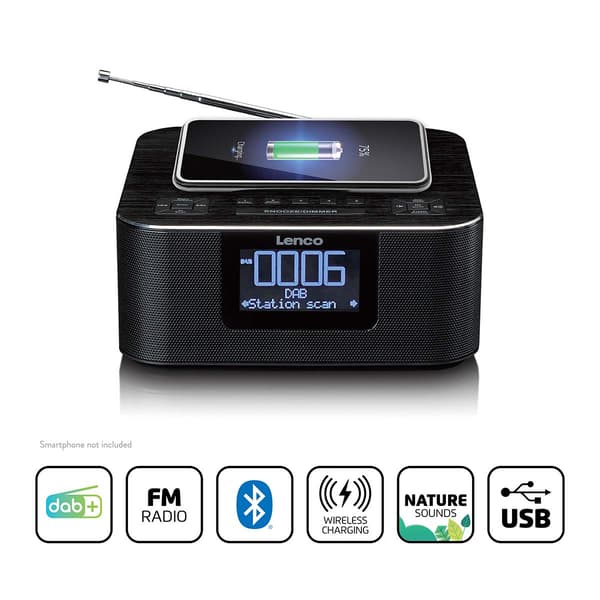 DAB+ Bluetooth-clockradio med trådløs opladning