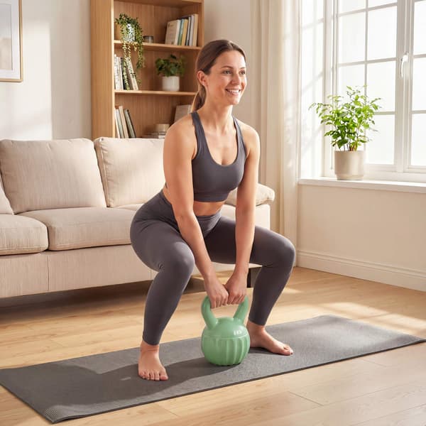 Kettlebell 6kg sandfylld, halkfritt grepp, grön