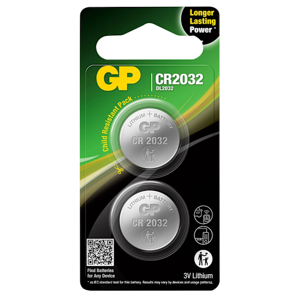 GP Lithium Coin Cell CR2032 2 kpl