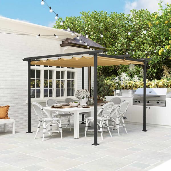 Utfällbar pergola 3x3m, metallram, UPF30+ tak