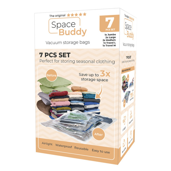 Space Buddy - Vacuum Opbevaringsposer - 7 stk sæt