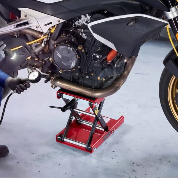 Saxlyftdomkraft för motorcykel 499 kg, brett däck, låsstift