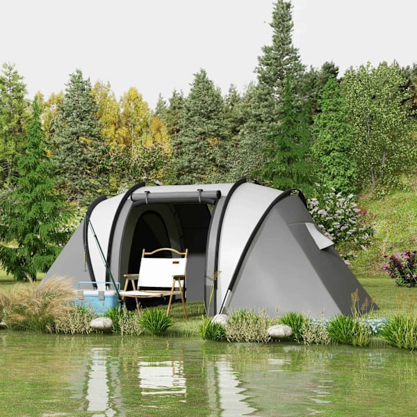 Campingtält för 4-5 personer, lätt, vattenavvisande familjetält med 3 rums sidofönster, tält med 3000 mm vattenpelare, tunneltält, kupoltält för campi