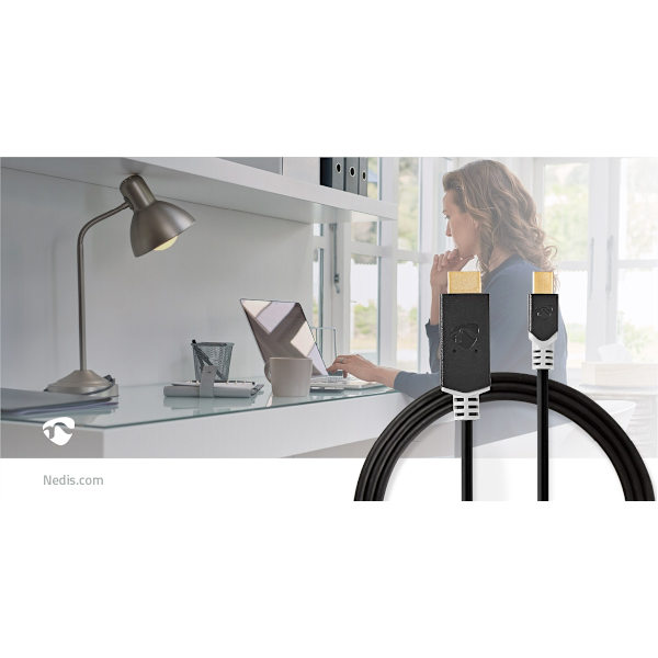 Mini DisplayPort kaapeli | DisplayPort 1.4 | Mini DisplayPort Uros | HDMI™ liitin | 48 Gbps | Kullattu | 2.00 m | Pyöreä | PVC | Antrasiitti | Muovipu