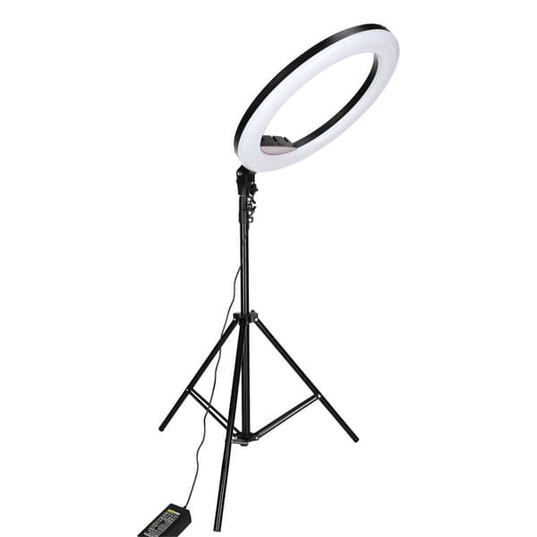RGB LED-ringlys til selfies og videoer med stativ, 45 cm