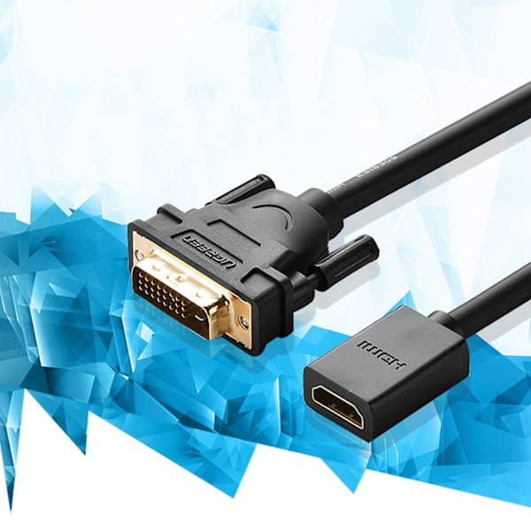 HDMI (naaras) - DVI (uros) sovitin 0,15 m musta