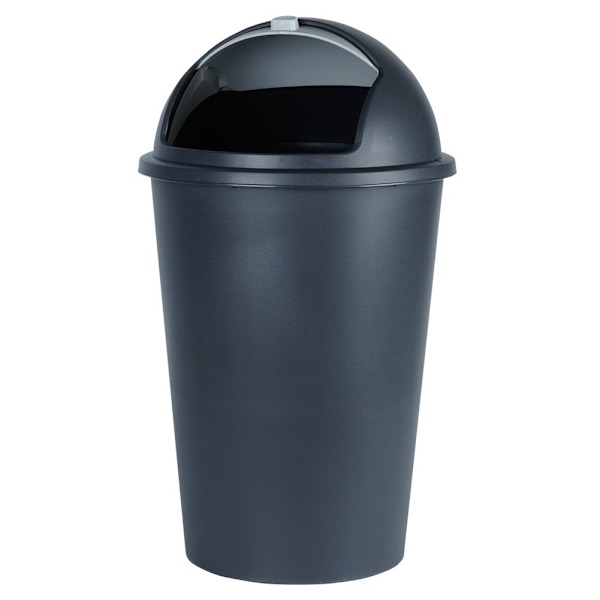 Soptunna 50L svart, hållbart material, öppningsbart lock