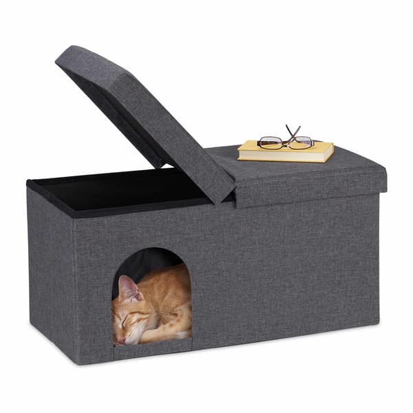 Kattgrotta i grått med lock