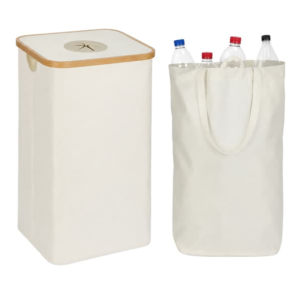 Pullojen keräysastia panttipulloille, 100L – Beige, Bambu