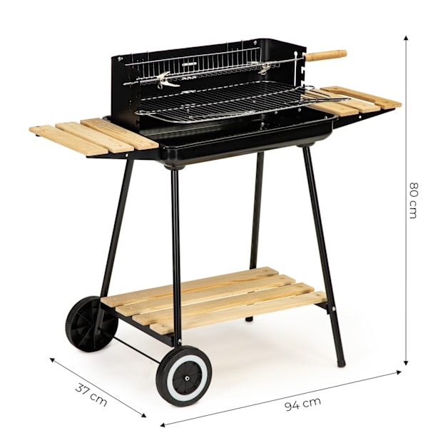 Kul havegrill med justerbare hylder og 2 bærbare riste