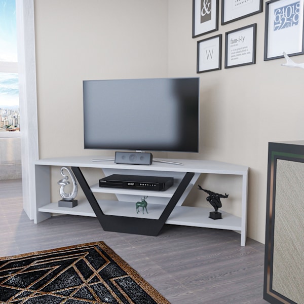 TV Stand Sares - Hvid, Sort