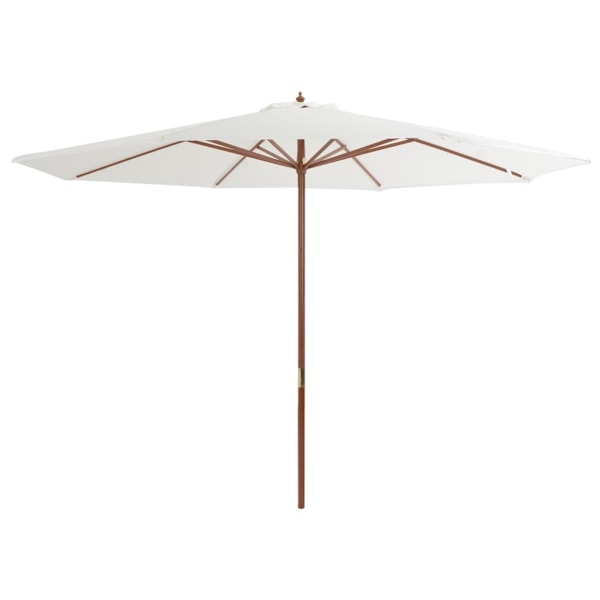 Haveparasol med træstang sand hvid 350 cm