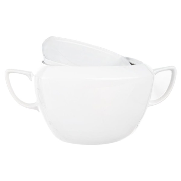 Porcelænsvase med låg og hank til supper, klassisk design