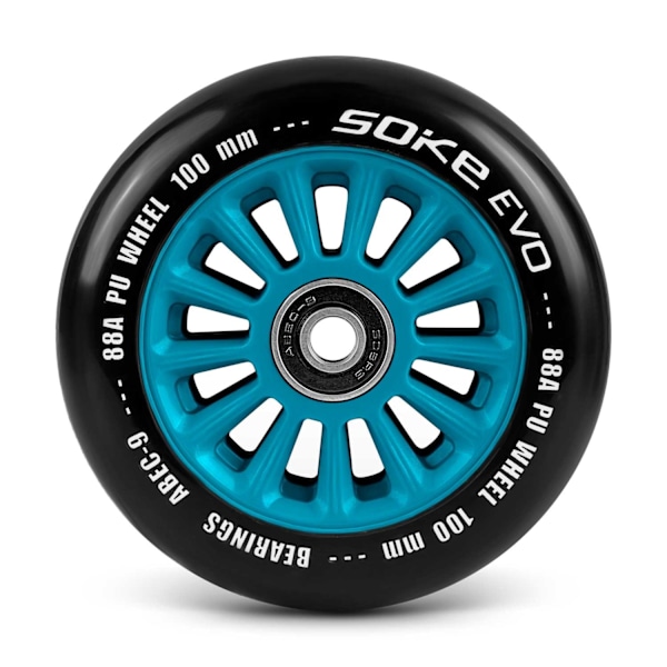 Blå hjul til scooter 100 mm, 2-pak