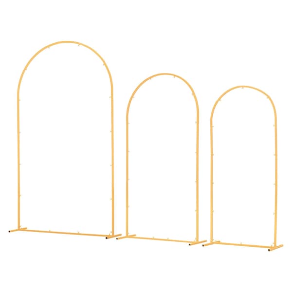 Bakgrundsställ i metall med guldfärgad båge, set om 3, 2,2–1,8 m
