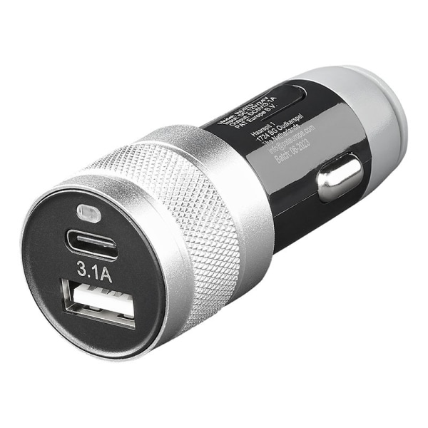 2-vägs USB-laddare typ A + C 12V/24V 3100mA