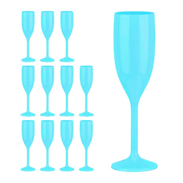 Set med 12 splittersäkra champagneglas i plast