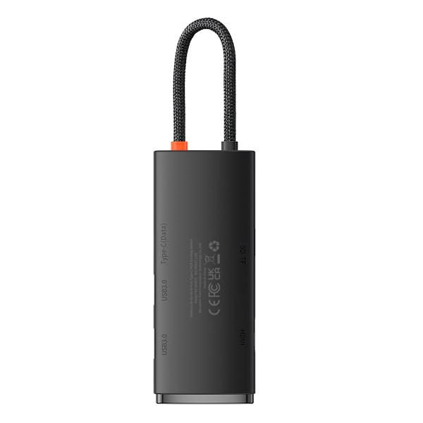 Lite Series multifunktionel USB-C HUB 2 x USB 3.0 USB-C HDMI 1.4 SD-TF sort