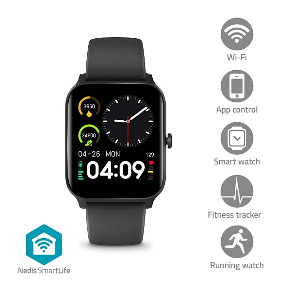 SmartLife Watch | 1,69 " | LCD | IP68 | Maximal drifttid: 240 timmar | Android™ / IOS | Svart