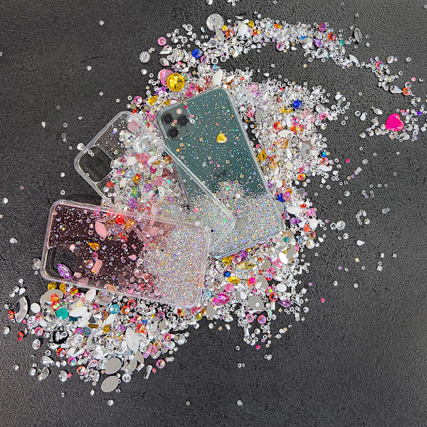 Glänsande skalfodral med glitter för Samsung Galaxy A42 5G Star Glittergrönt