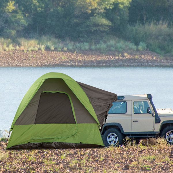 Biltelt, campingtelt, rejsetelt, til 4-5 personer, glasfiber polyester, grøn, 300 x 300 x 230 cm