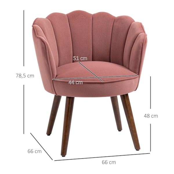 Spisestuestol, køkkenstol, lænestol med ryglæn, stuestol, polyester, gummitræ, pink, 66 x 72 x 79 cm