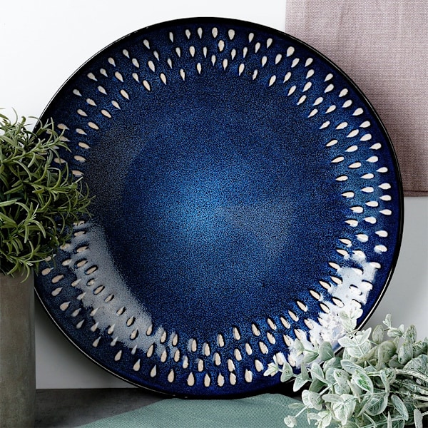 Ruokalautanen, keraaminen, matala, laivastonsininen, 28 cm