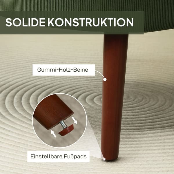Grøn Corduroy Wingback stol – High-Density Foam, 18 cm polstring