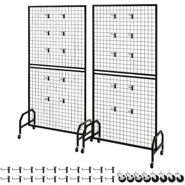 Ruudukkoseinäpaneelit, 2 kpl, 898 x 1798 mm, pyörät, koukut