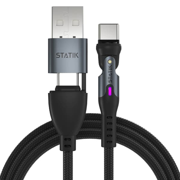 STATIK 360 Pro - Magneettikärkikaapelit USB-C/Lightning/MicroUSB 1m musta