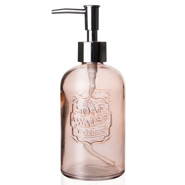 Flydende sæbepumpe/vaskemiddelpumpe i retrostil, lys pink glas