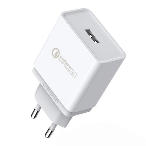 Ugreen USB-A snabbladdare, QC 3.0, 18W, 3A - Vit Vit