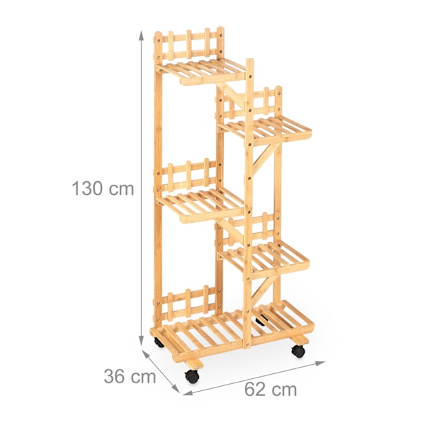 Plantestativ i bambus 5 hylder