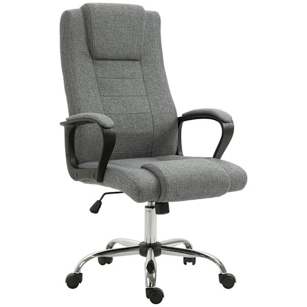 Kontorstol Computerstol Med Vippefunktion Nakkestøtte Ergonomisk Skrivebordsstol Drejelig Højdejusterbar Linned Touch 62X62X110-119 Cm