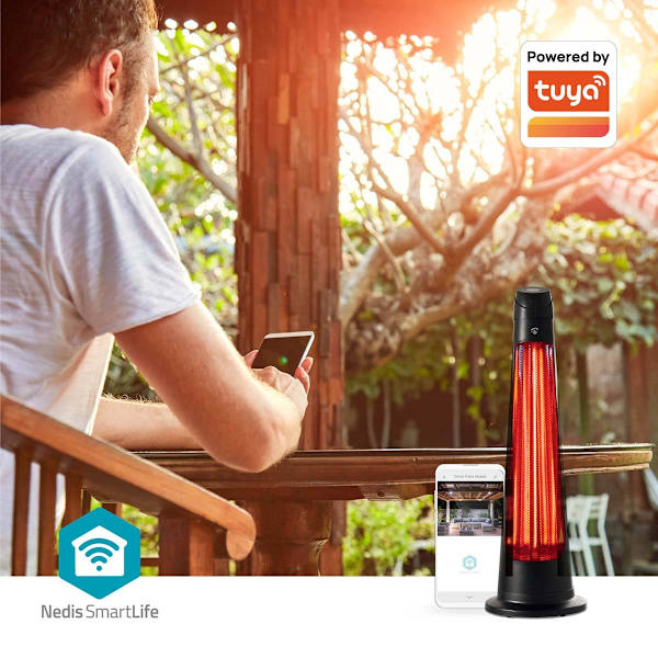 SmartLife Patio lämmitin | Wi-Fi | 1200 W | 2 Lämpöasetusta | Oskillaatio | Kaatumissuoja | IP24 | Musta