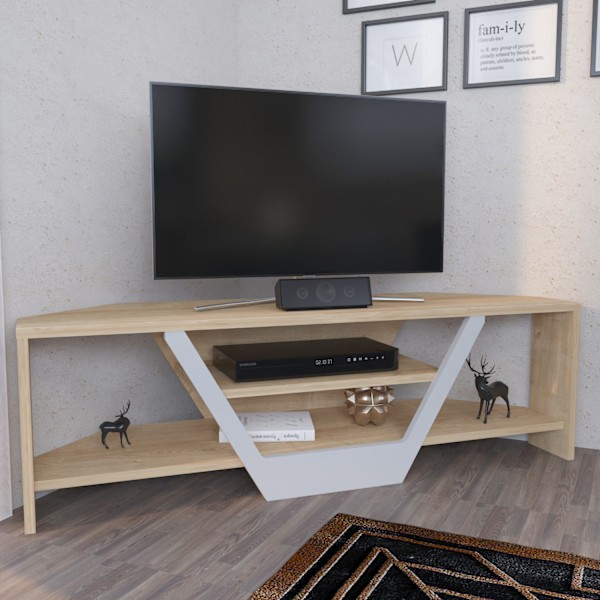 TV-bänk Sares - Ek, Vit