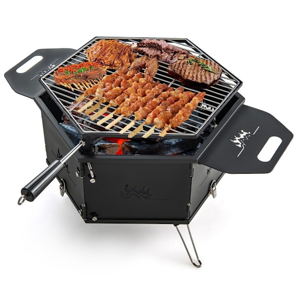 suuri hiiligrilli 360° pyörivällä grillillä 2 in 1 tulikulho 77 x 74 x 38 cm