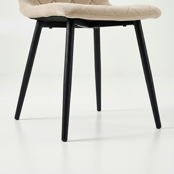 Matstolar i sammet, beige, 4-pack, klädda, modern design