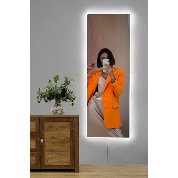 Spegel med Led Belysning Rektangulär - 40 x 120 cm - Vit