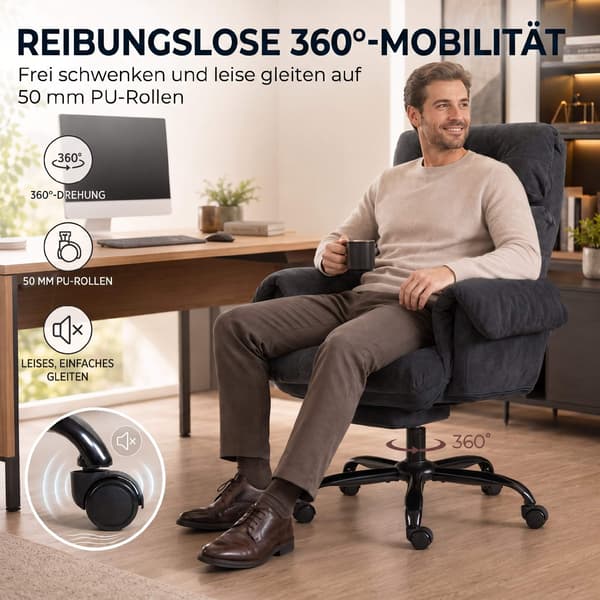 Ergonomisk kontorsstol med justerbar lutning, mörkgrå