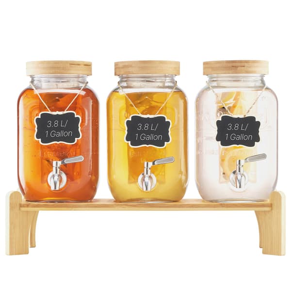 Glasdryckesdispenserset, 3-pack 3,8 l med kranar