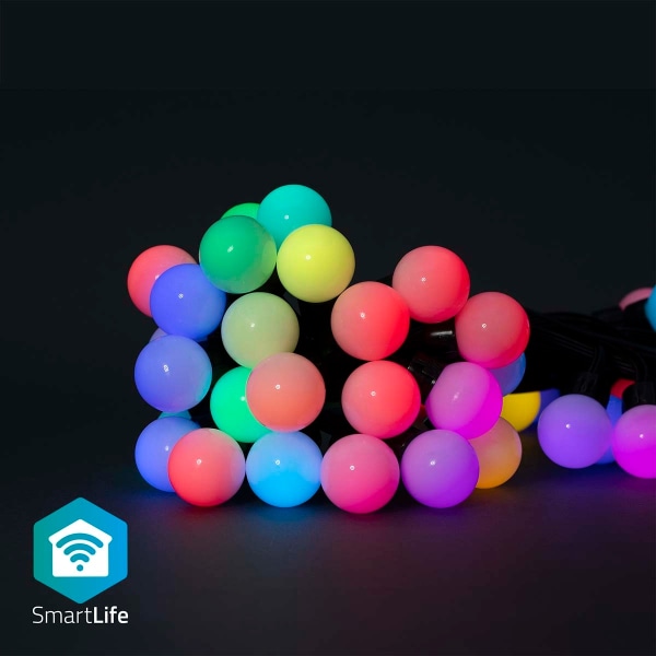 SmartLife Jouluvalot | Partylight | Wi-Fi | RGB | 48 LED's | 10.8 m | Android™ / IOS | Polttimon halkaisija: 30 mm musta