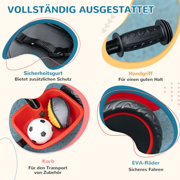 Trehjuling, barntrehjuling, barncykel med höftbälte, pedaler, cykelkorg, barncykel med höj- och sänkbar sits, för 2-5 år