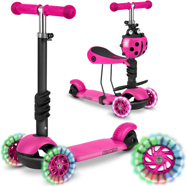 Balancescooter 3-i-1 til børnVigtige funktioner:- Gratis sød mariehøne kurv- 3-i-1 med justerbart sæde- Bred, skridsikker platform- Just