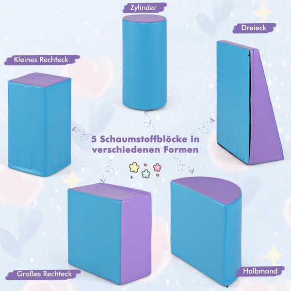 Foam Play Blocks Set, 5-delad – blå & lila