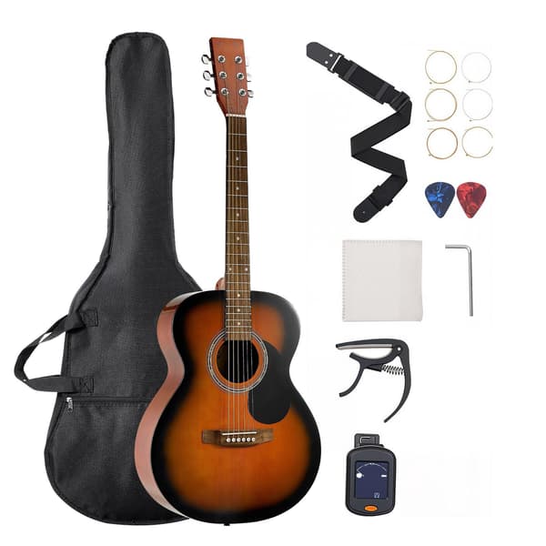 40-tums Dreadnought akustisk gitarrpaket, gigbag, stämapparat
