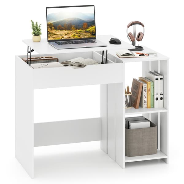 Computerbord med løftefunktion, hæve-sænkefunktion, 100 x 49 cm, hvid