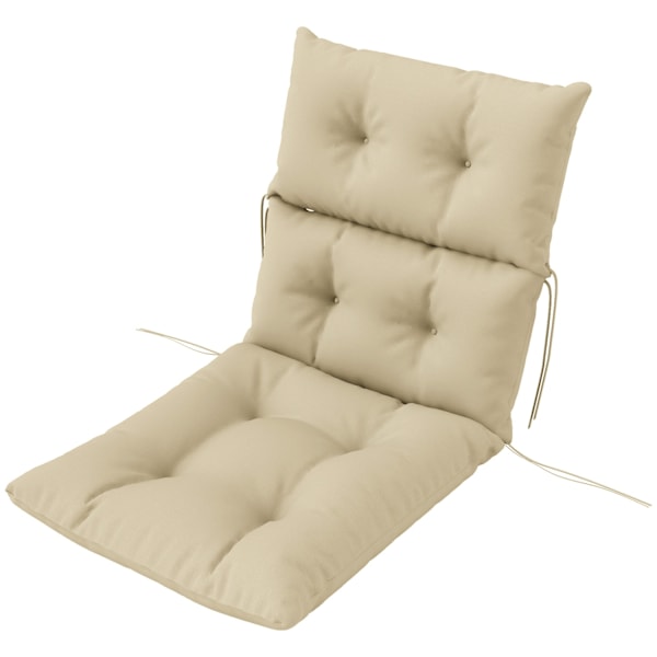 Sædehynde, 115x56 cm stolehynde med bindebånd, ryglæn, 10 cm tyk polstring, vandafvisende sædehynde til hjem, have, kontor, stole, beige